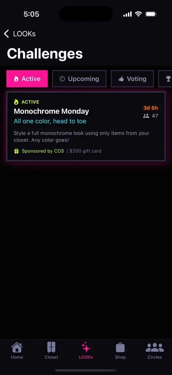 Style Challenges with themed competitions and community voting