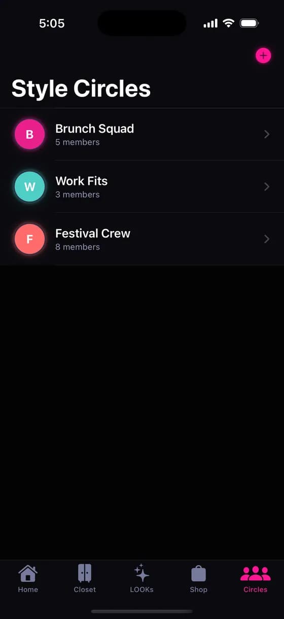 Style Circles with shared closets, outfit polls, and borrow requests